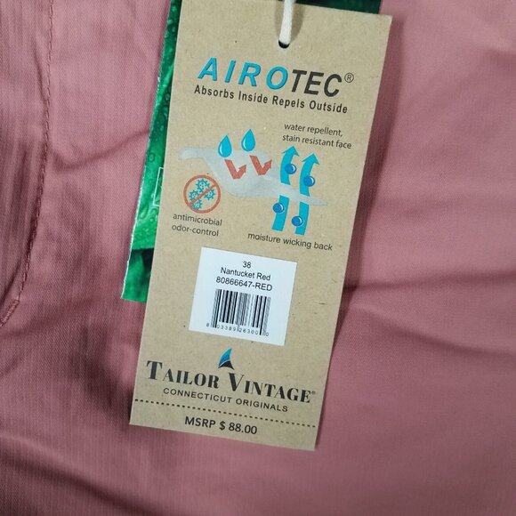 NEW Tailor Vintage Shorts Adult 38 Pink Chino Luxe Performance Stretch Airotec - Picture 9 of 15